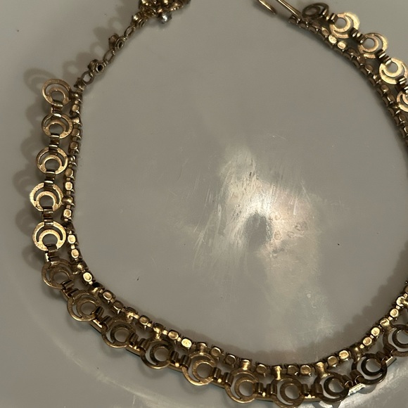 1950’s turquoise and clear crystal vintage choker shepherds hook. EUC - Picture 14 of 15